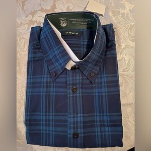 Men’s Orvis Blue & Navy plaid button down